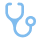 Ícone para o Setor Saúde: Um estetoscópio médico na cor azul.